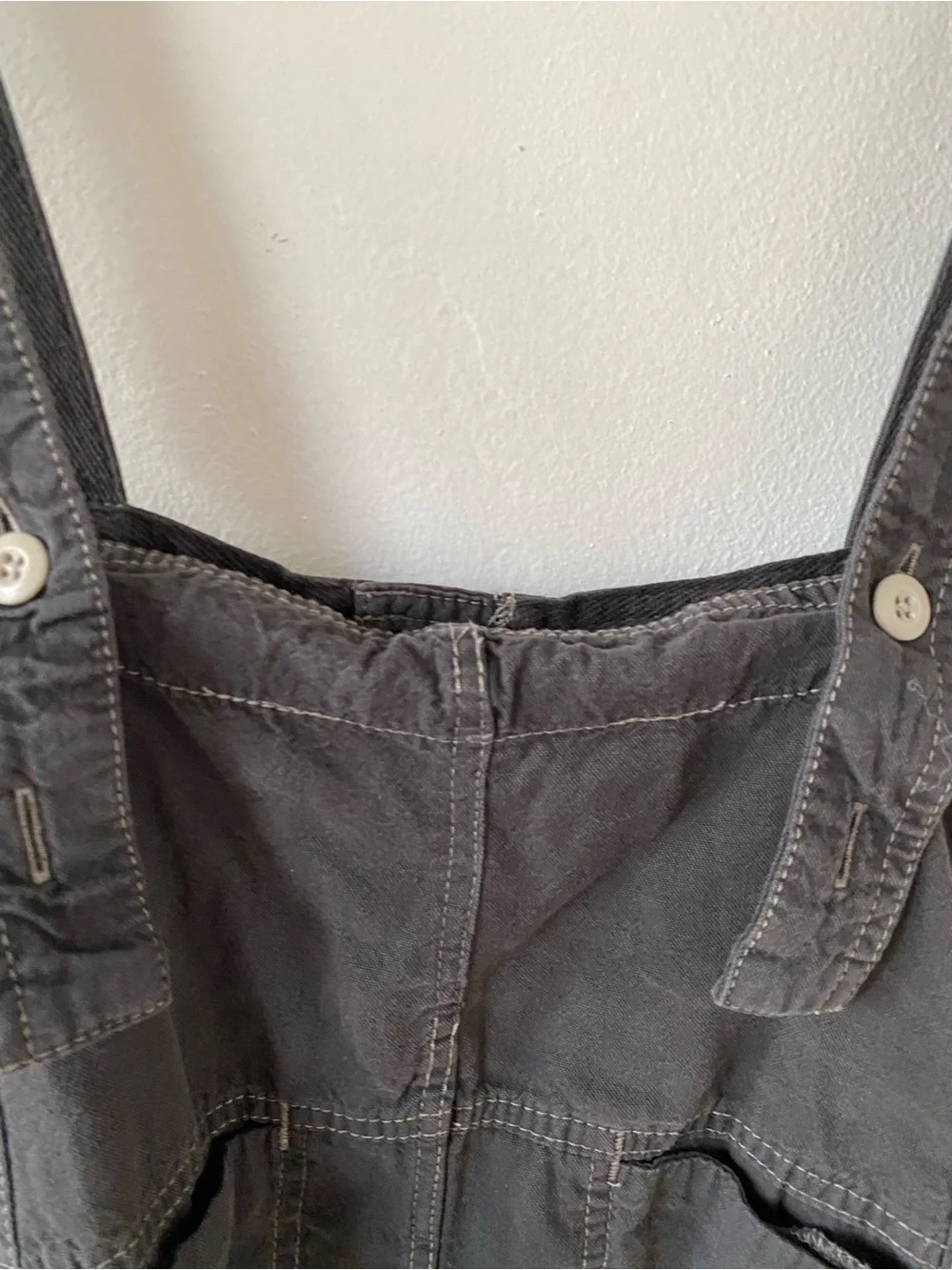 Free People cotton  Charcoal Button-Front Pinafore Mini Skirt